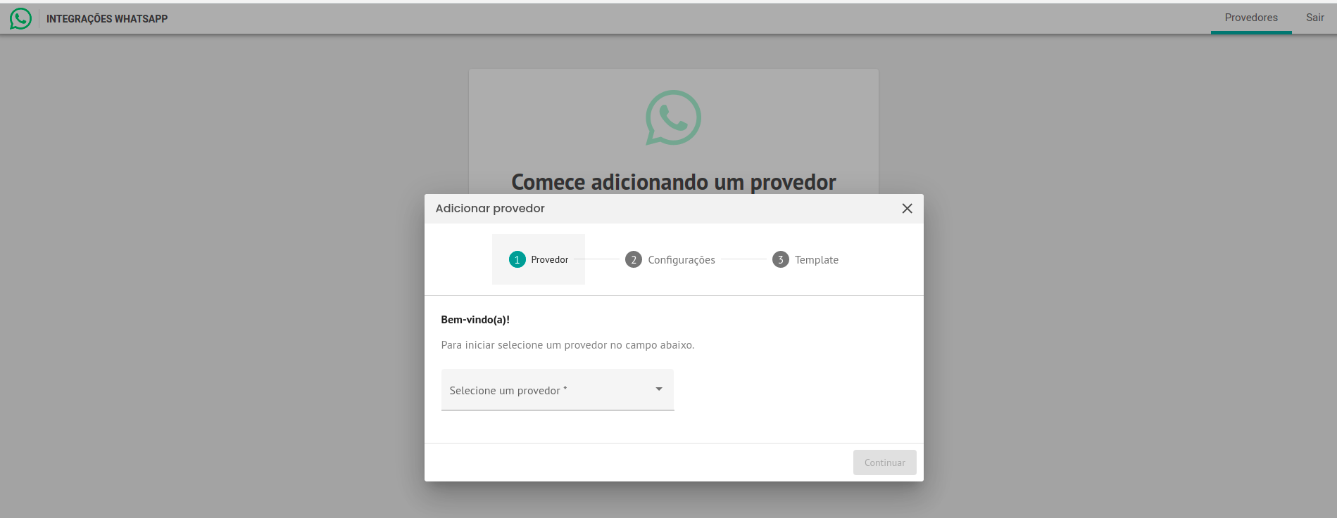 Não foi possível enviar a solicitação de autenticação ao provedor